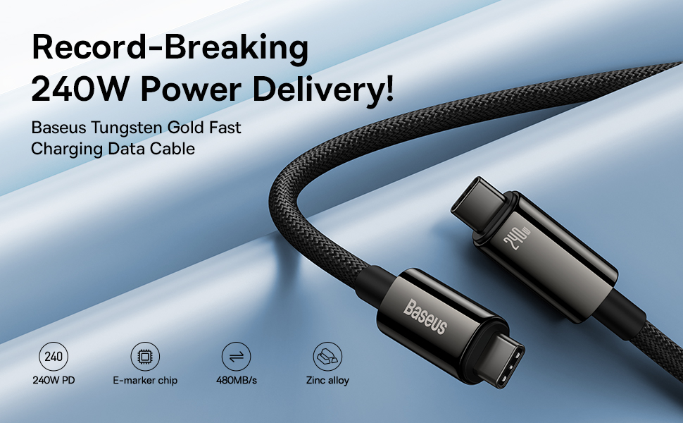 Baseus Baseus USB C Cable, 240W PD 5A Fast Charging USBC to USBC