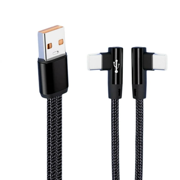 Double Port Angled USB to Double Type C Charging Cable 5A Qu