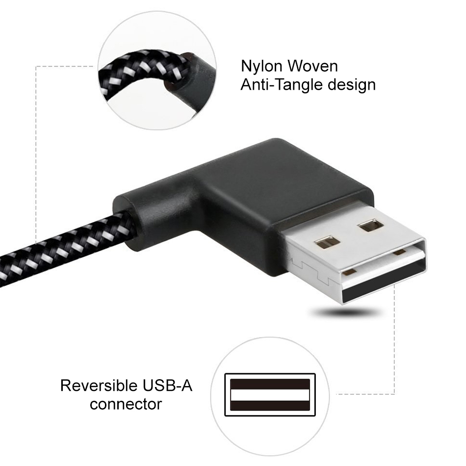 Double Right Angle USB Type-C Cable for Phone / Tablet (2m)