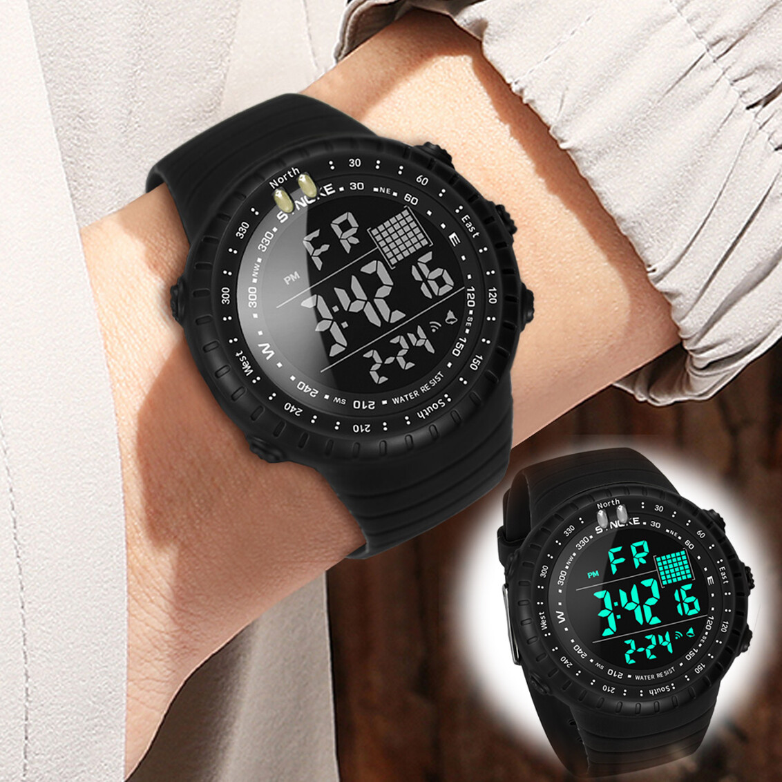 Digital Sports Watch Beeasy Men's Waterproof Digital Sports