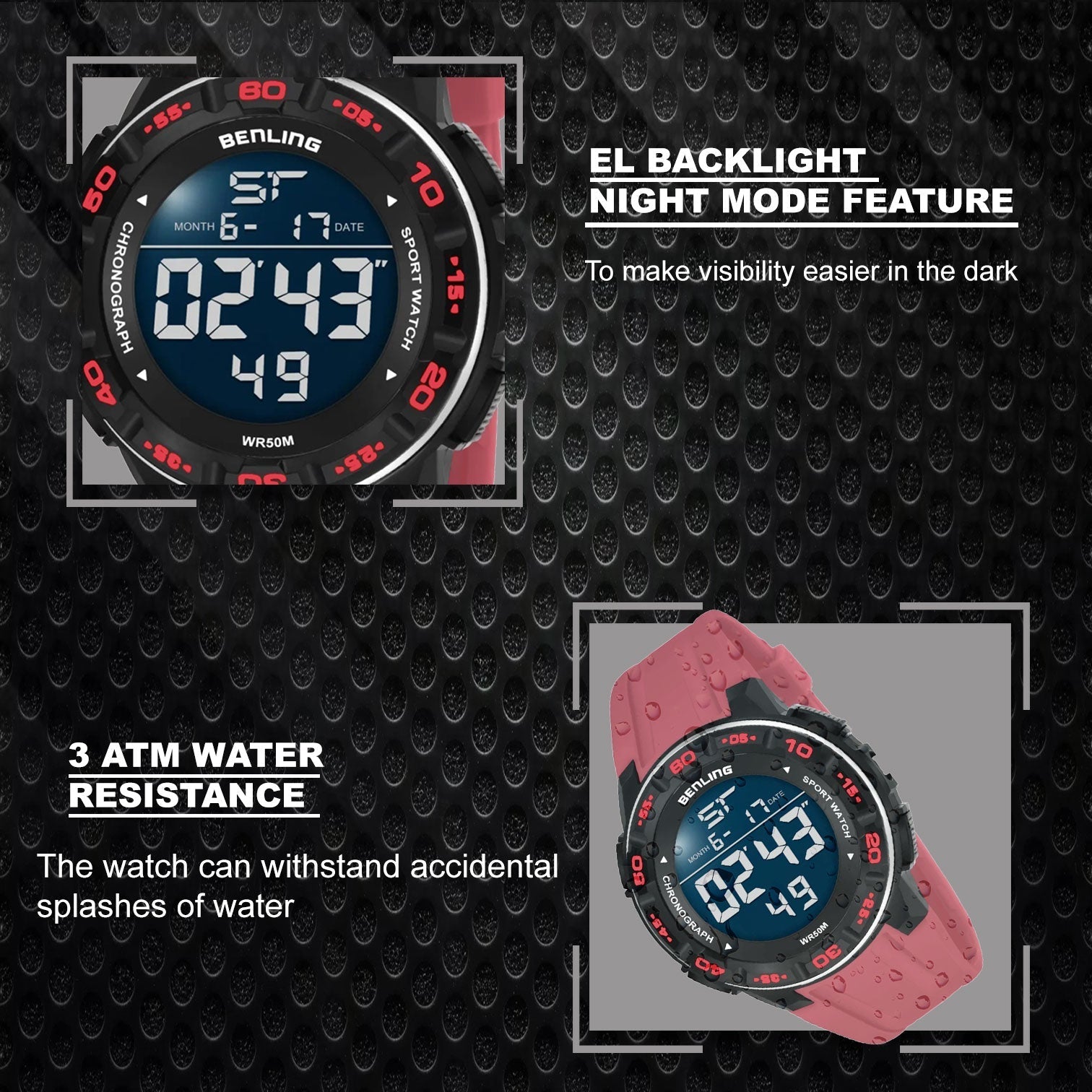 Digital Wrist Watch with Led Backlight