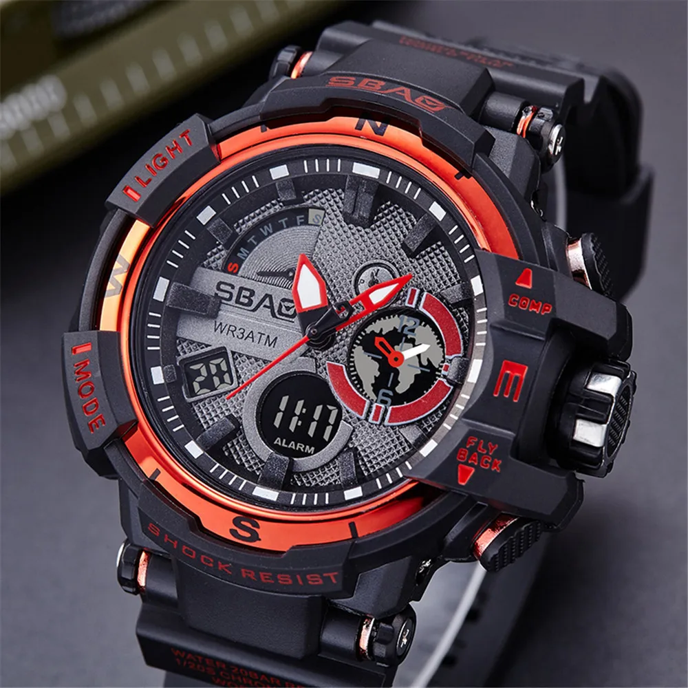 SBAO Men Watches LED Waterproof Sports Shock Digital watch e
