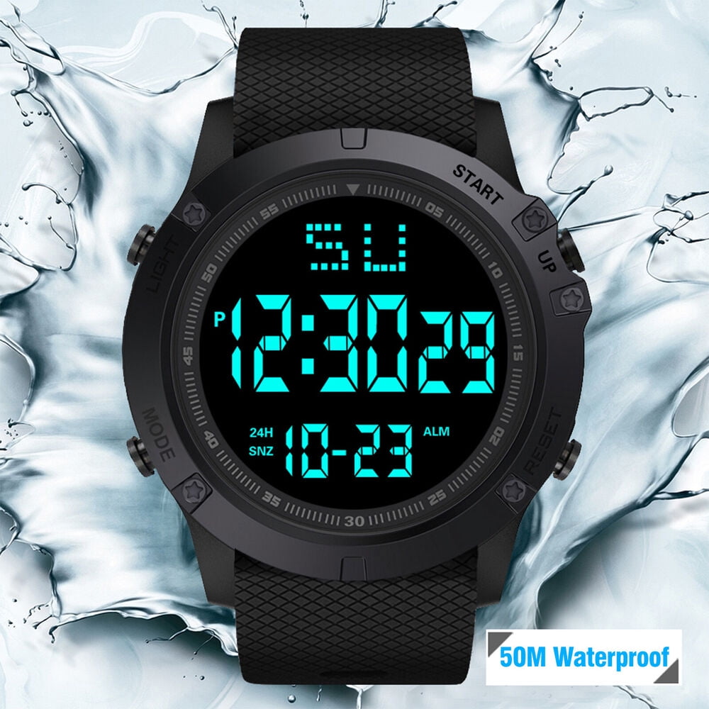 Waterproof Digital Sports Watch Military Tactical LED Backli