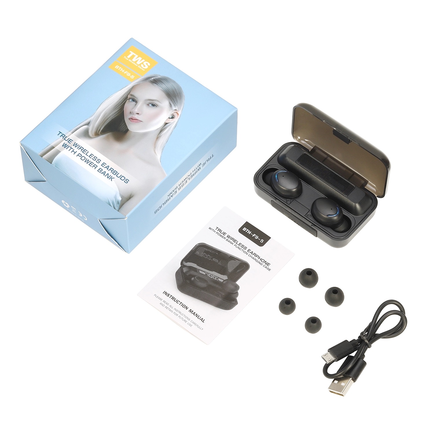 TWS True Wireless Stereo Earbuds With Power Bank BTH-F9-5
